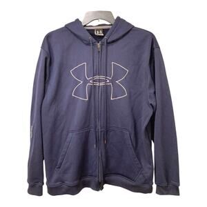 Under Armour Navy Full-Zip Logo Hoodie Men's Size XL EUC